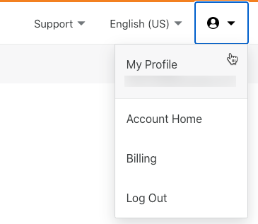 User account drop-down list