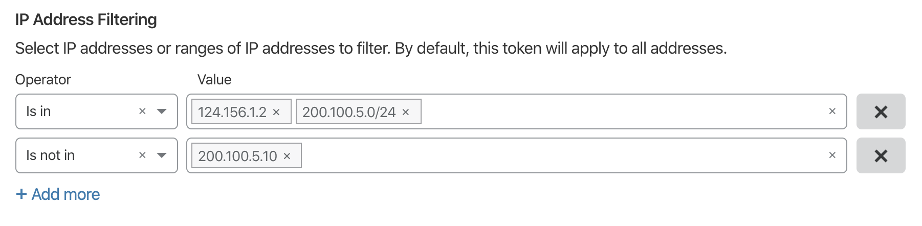 IP Address Filter Selection