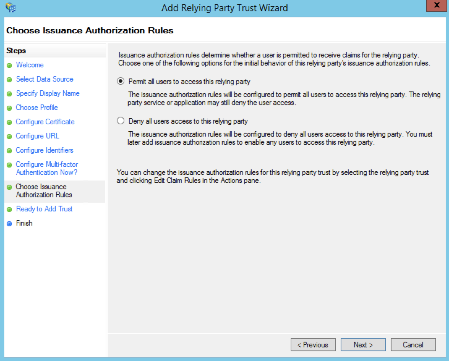 Choose Issuance Authorization Rules