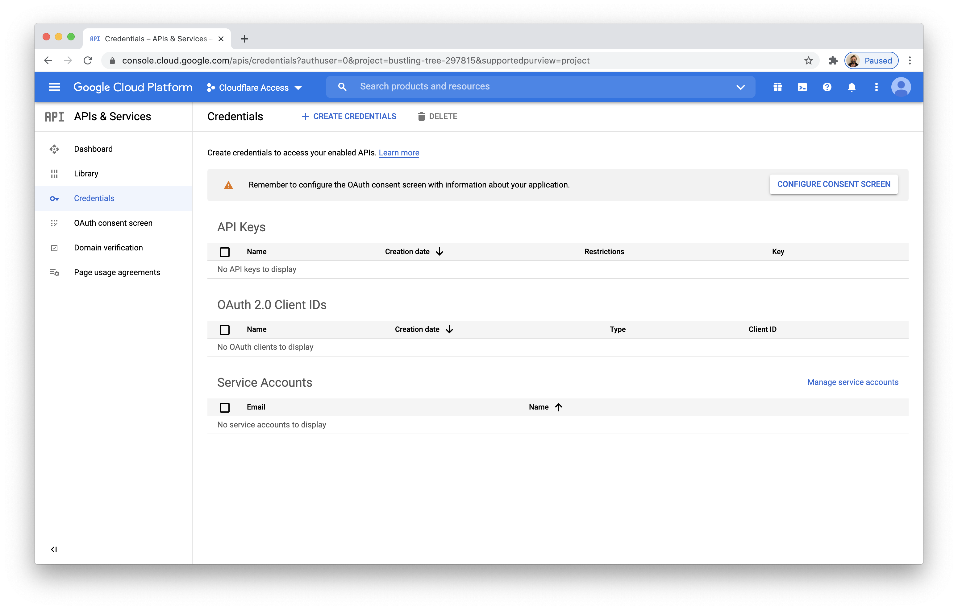 Configure Consent Screen