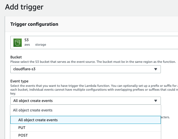 AWS S3 add trigger