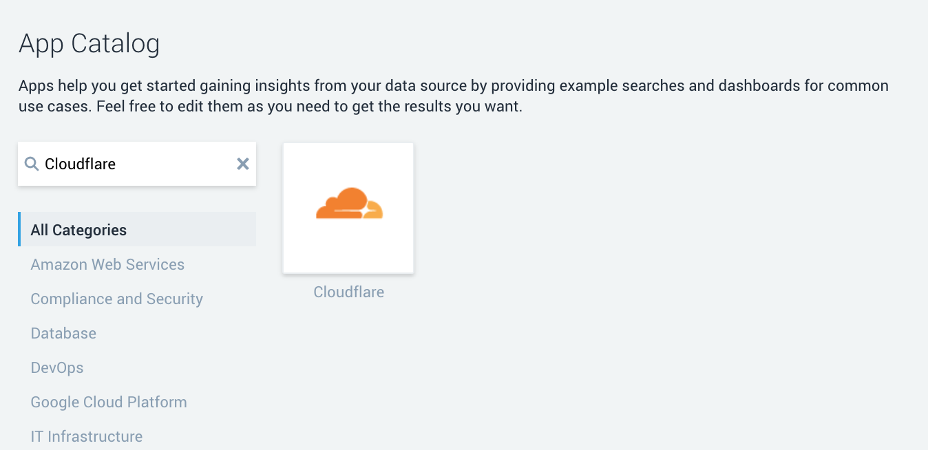 Sumo Logic Cloudflare in App Catalog