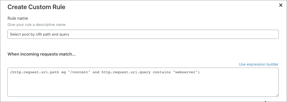 Expression Editor in Load Balancing tab of Traffic app