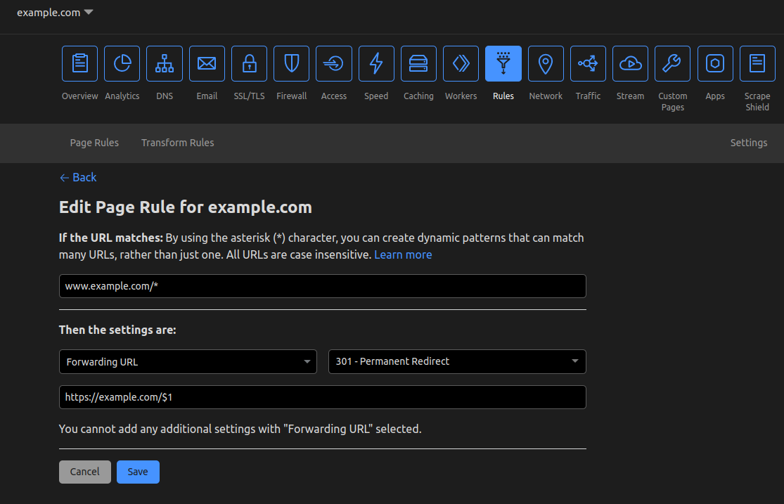 Page Rule redirect