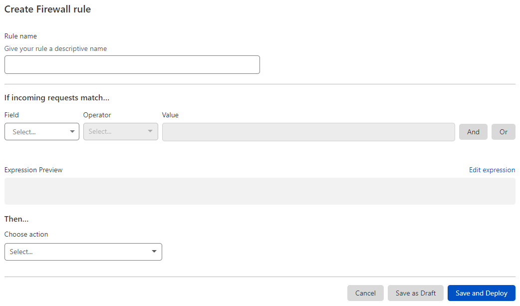 Create Custom Firewall rule page