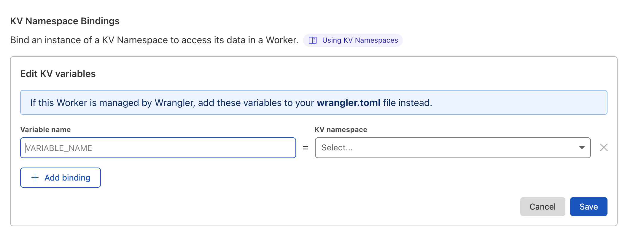 kv namespace bindings